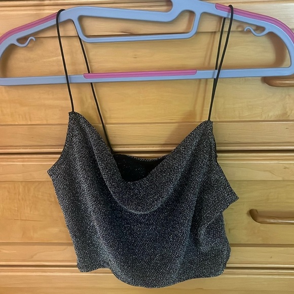 Black and silver sparkly going out crop top - Picture 1 of 4
